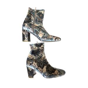 Jeffrey Campbell Cenga Victorian Velvet Ankle Side Zip Boots 7 Anthropologie HTF